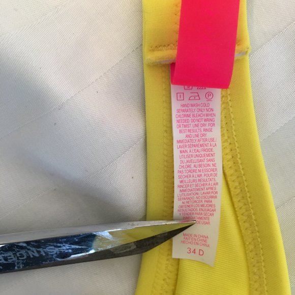 Victorias Secret Bikini Top Padded Push Up Underwire 34D Yellow Jewel Rhinestone - Picture 4 of 13